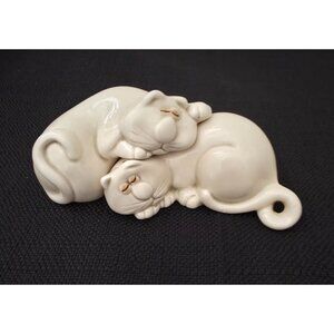 Vintage Fitz & Floyd Japan CAT-NAP Stacking Sleeping Cats Salt & Pepper Shakers